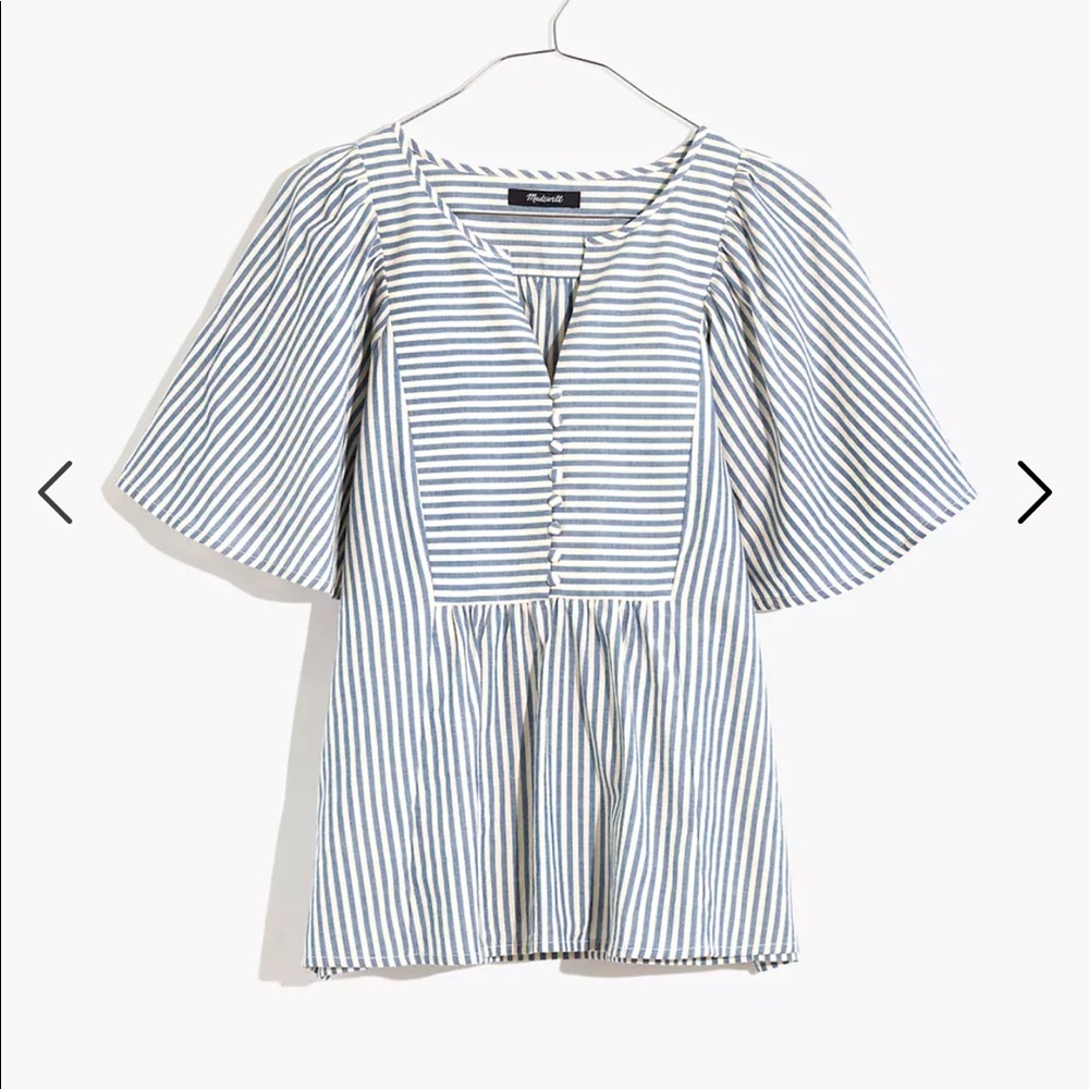 Madewell Courtyard Flutter-Sleeve Top in Stripe